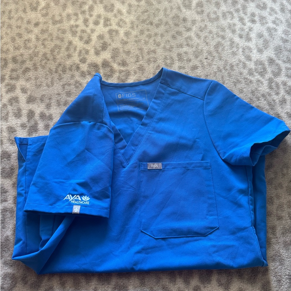 Figs Royal Blue V-Neck Scrub Top